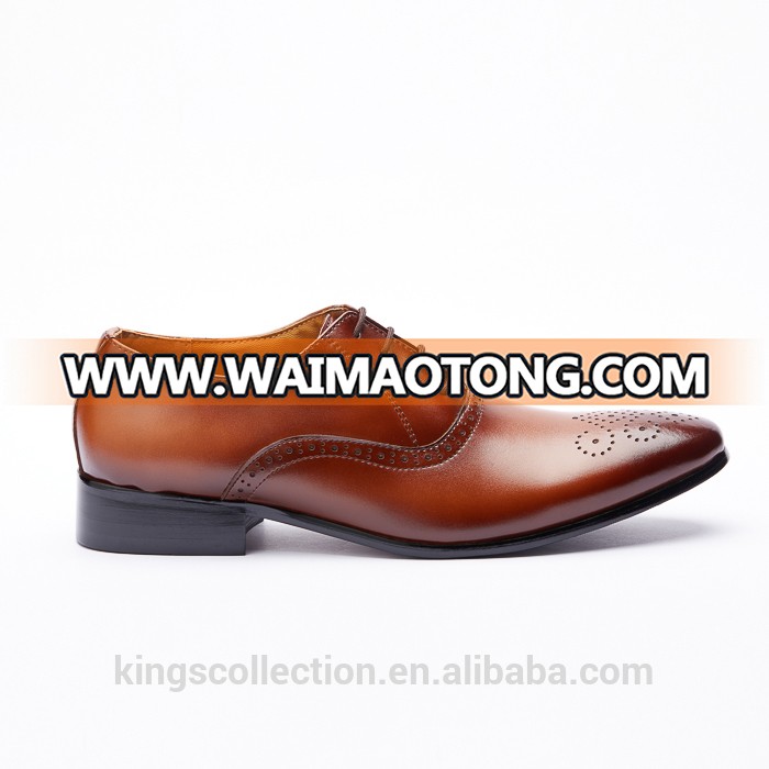 Lowest Price Low MOQ Wingtip Derby Durable High Quality Geniune Leather Brown Formal Man Dress Shoes